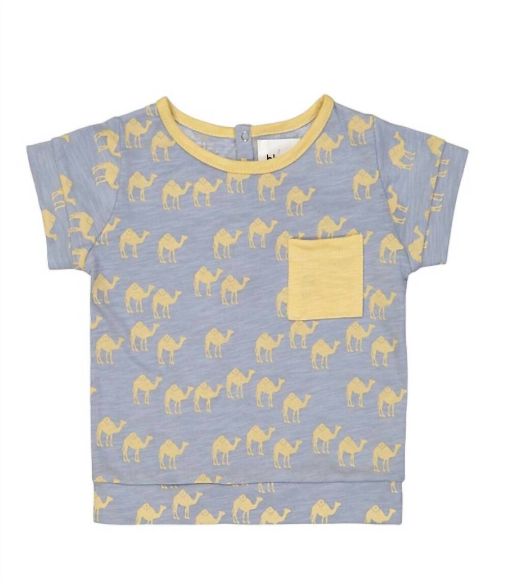 NEW BLUNE kids camel print t-shirt in blue